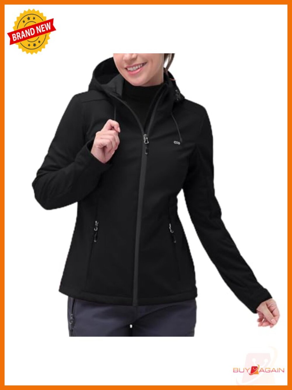 Women's Softshell Jacket Waterproof Lightweight Windbreaker Hooded Zip
